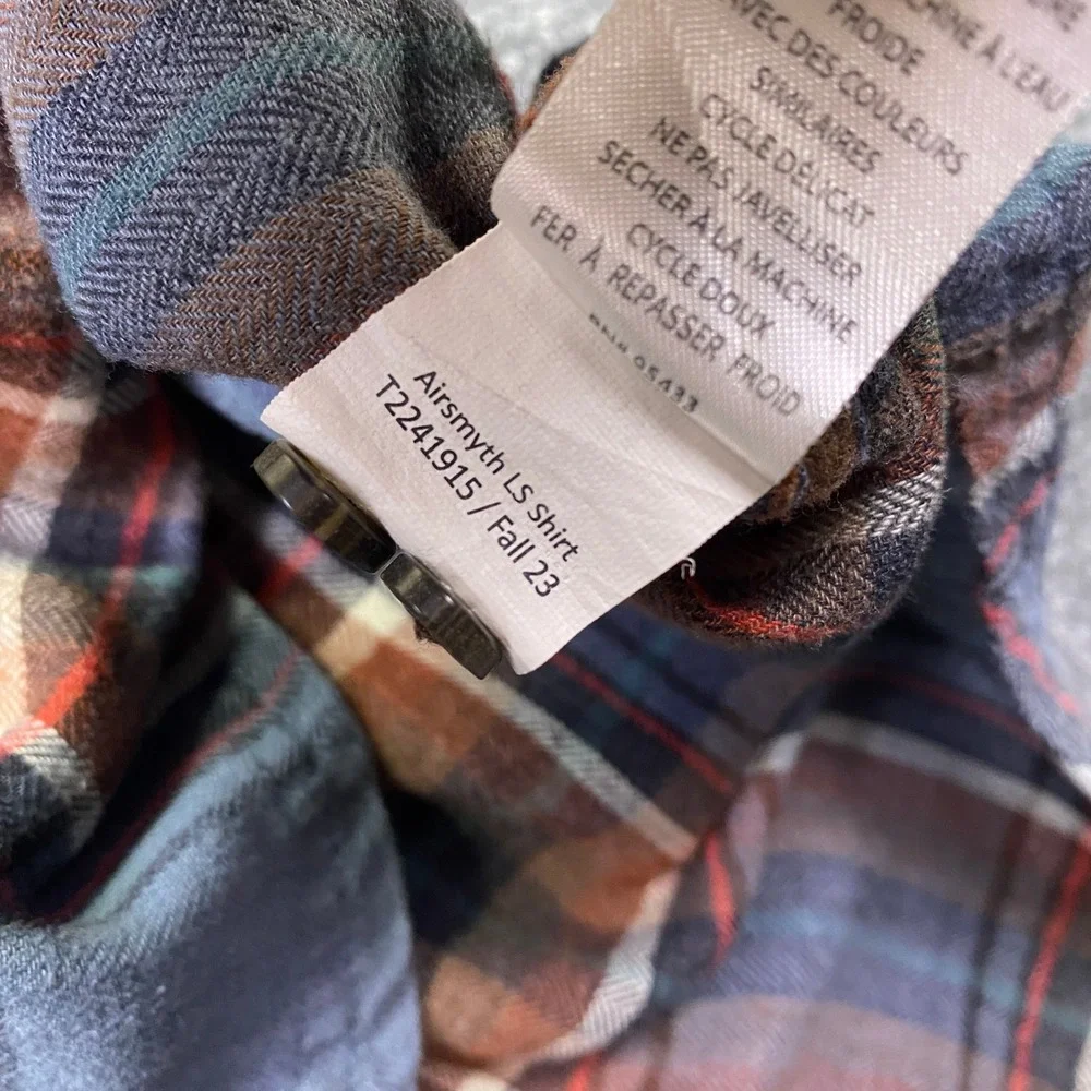 Toad&Co Mens Airsmyth LS‎ Shirt Blue Orange Plaid Flannel T2241915 Sz M Outdoor